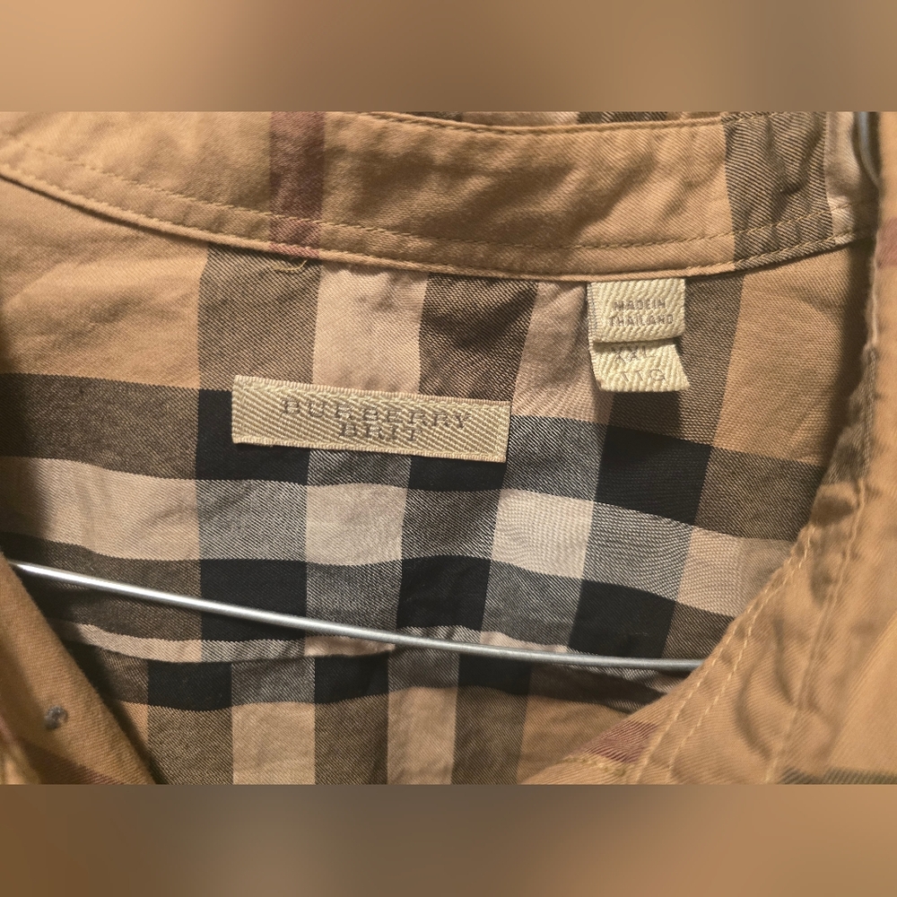 Burberry Brit Men's Beige Vintage Check Button Down Shirt XXL EUC - Picture 10 of 15